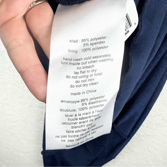 Jules & Cleo Ruched Glitter Knit Cap Sleeve Sheath Stretch Gown Navy Plus Sz 2X - Picture 15 of 16